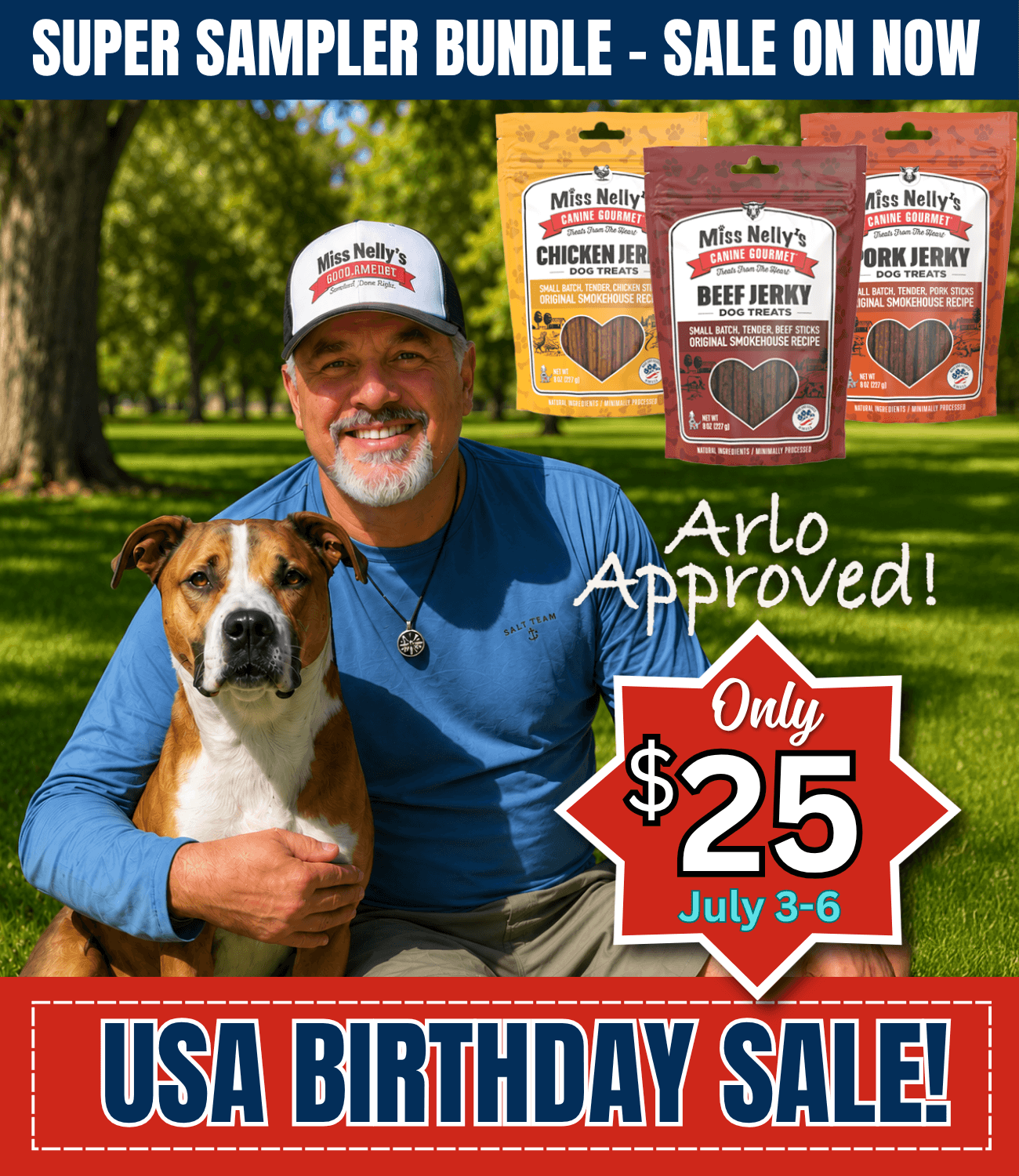 Miss Nelly's Founder Robert and his grandpup Arlo