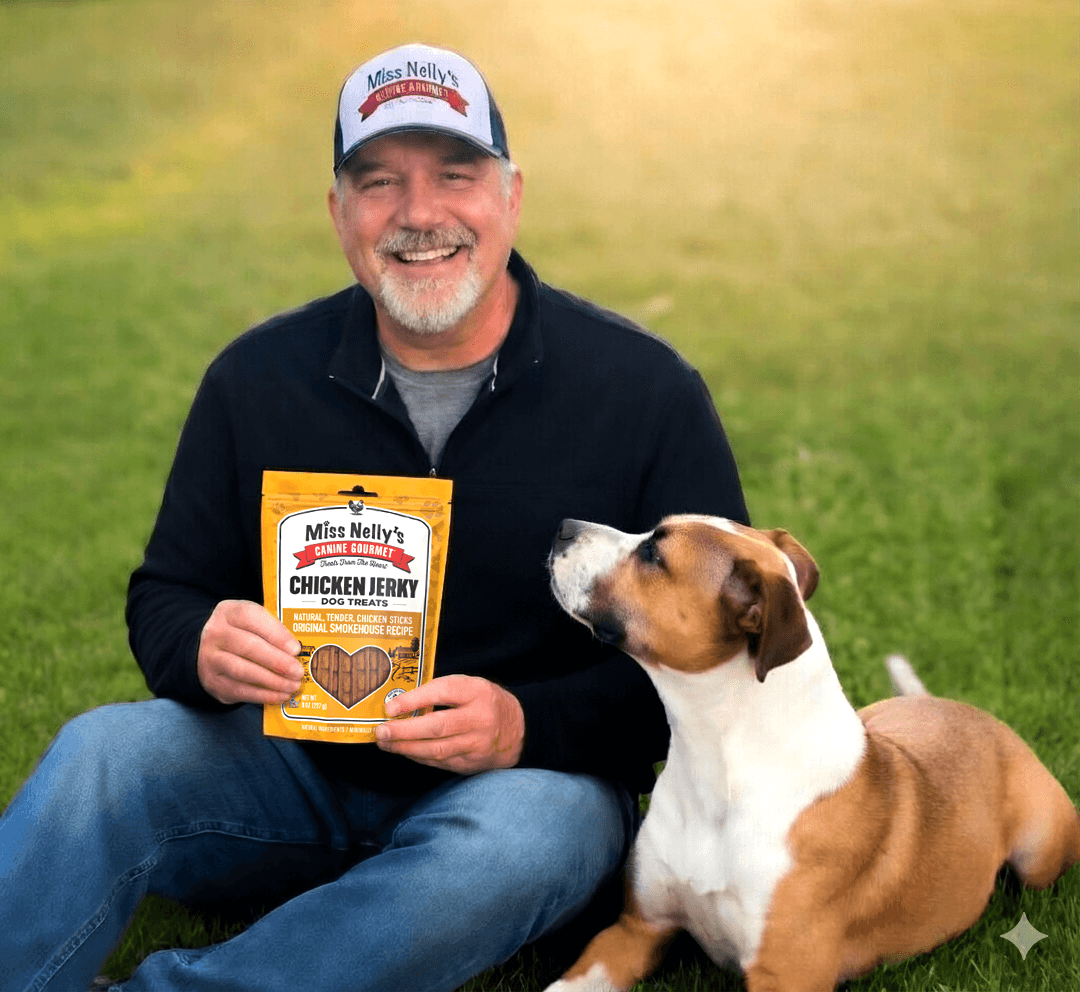 Miss Nelly's Founder Robert and his grandpup Arlo