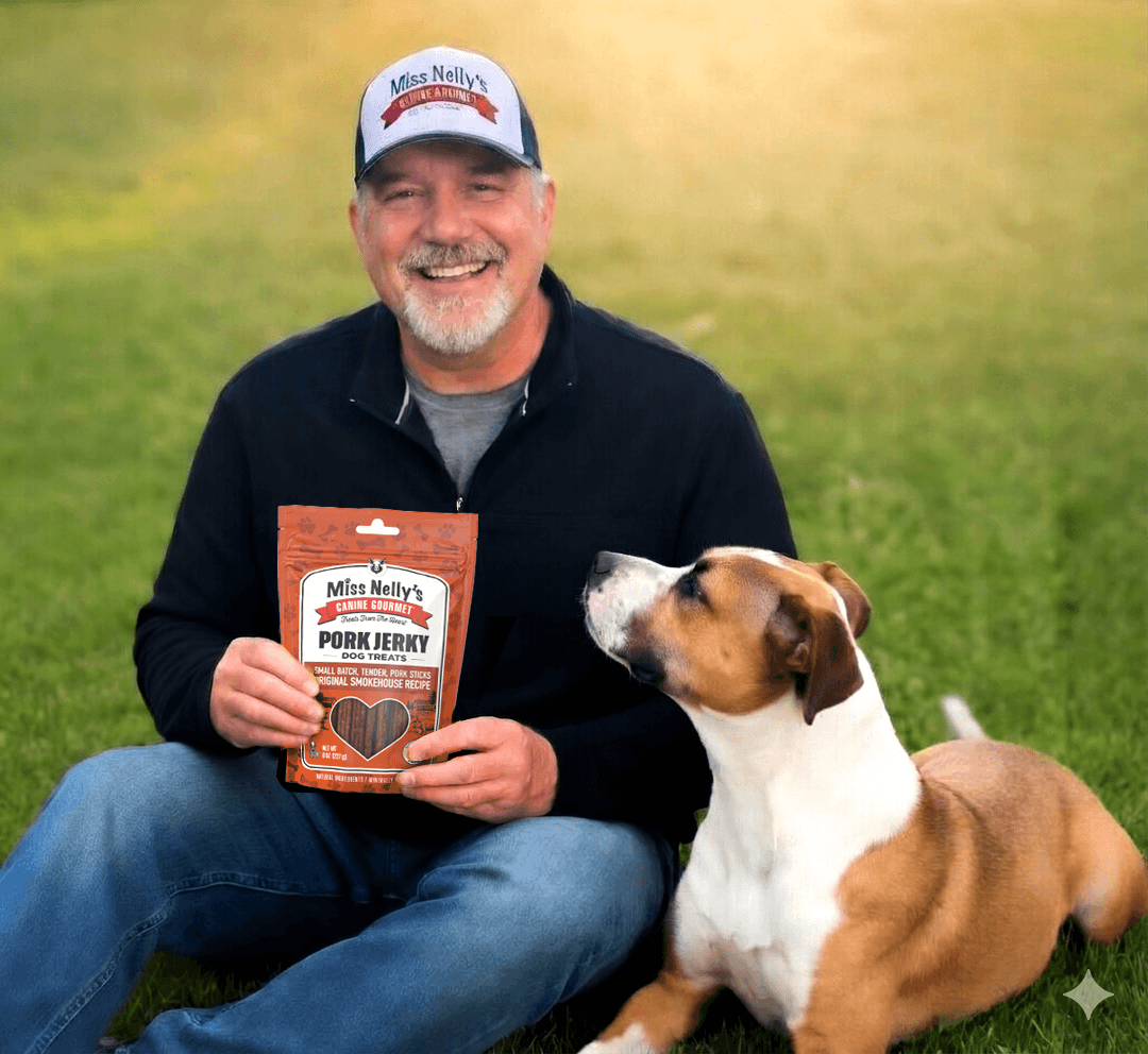 Miss Nelly's Founder Robert and his grandpup Arlo